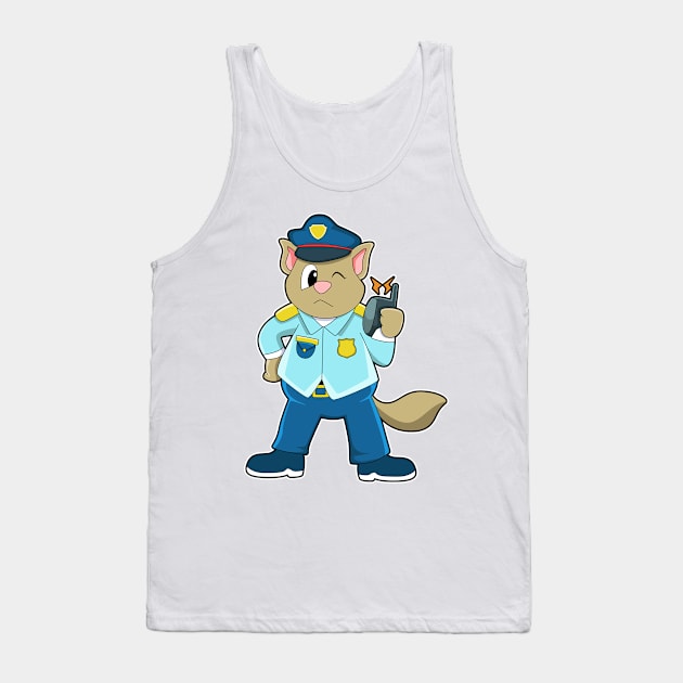 Tomcat as Police officer with Uniform & Microphone Tank Top by Markus Schnabel